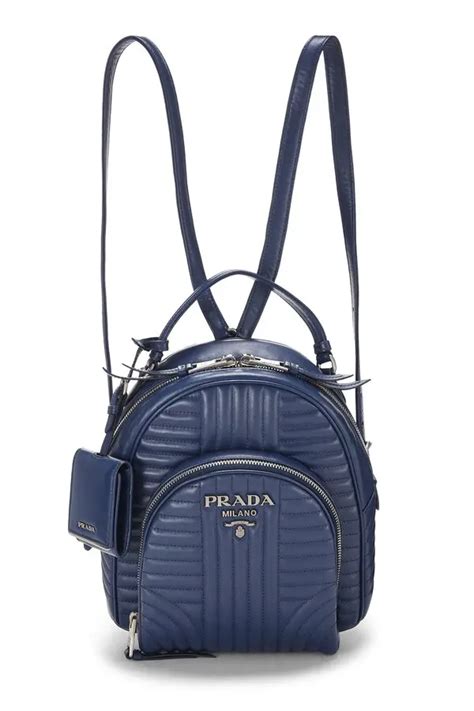 Prada Blue Calfskin Diagramme Backpack .